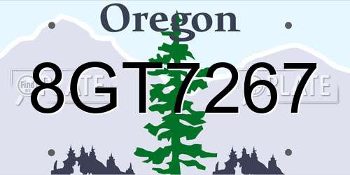 8GT7267 Oregon License Plate