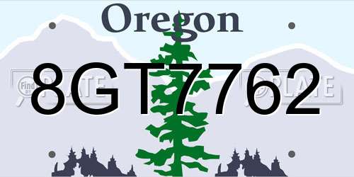 8GT7762 Oregon License Plate