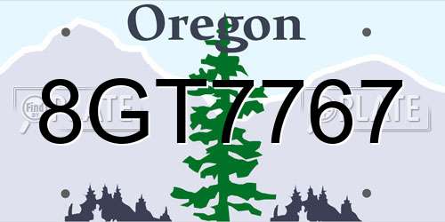8GT7767 Oregon License Plate
