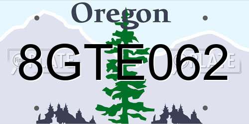 8GTE062 Oregon License Plate