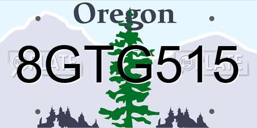 8GTG515 Oregon License Plate