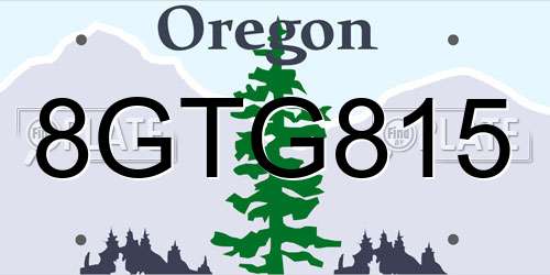 8GTG815 Oregon License Plate