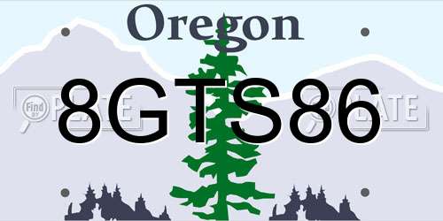 8GTS86 Oregon License Plate