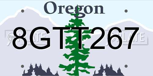 8GTT267 Oregon License Plate
