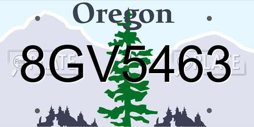 8GV5463 Oregon License Plate