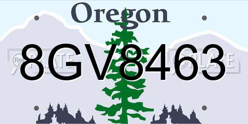 8GV8463 Oregon License Plate