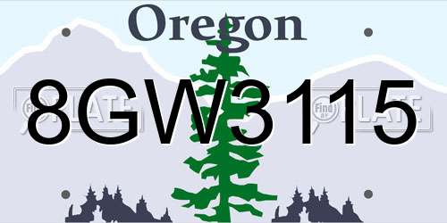 8GW3115 Oregon License Plate