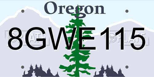 8GWE115 Oregon License Plate