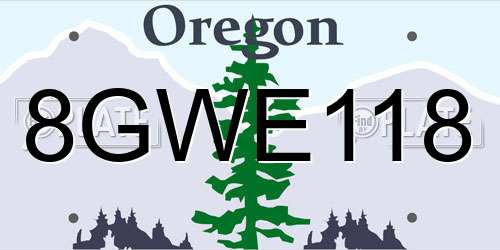 8GWE118 Oregon License Plate