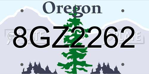8GZ2262 Oregon License Plate