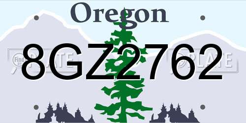 8GZ2762 Oregon License Plate