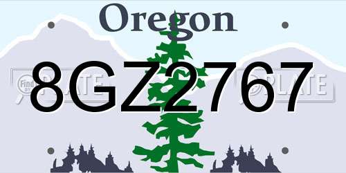 8GZ2767 Oregon License Plate