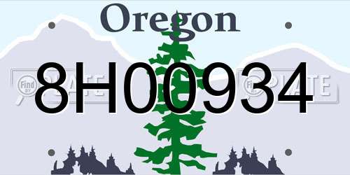 8H00934 Oregon License Plate