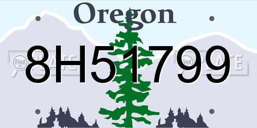 8H51799 Oregon License Plate