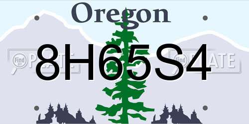 8H65S4 Oregon License Plate