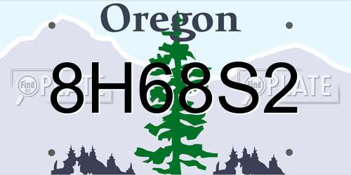 8H68S2 Oregon License Plate