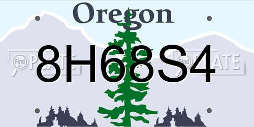 8H68S4 Oregon License Plate