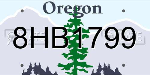 8HB1799 Oregon License Plate