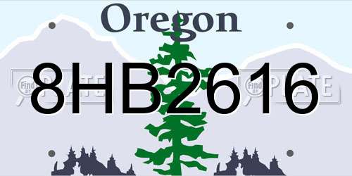8HB2616 Oregon License Plate