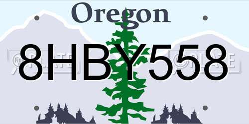 8HBY558 Oregon License Plate