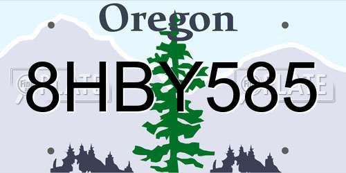 8HBY585 Oregon License Plate