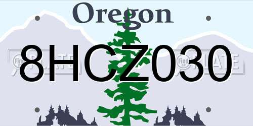 8HCZ030 Oregon License Plate
