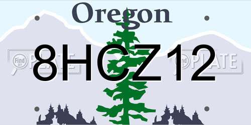 8HCZ12 Oregon License Plate