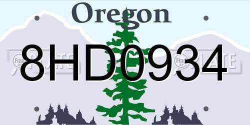 8HD0934 Oregon License Plate