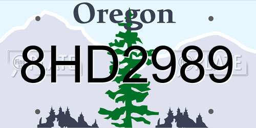 8HD2989 Oregon License Plate