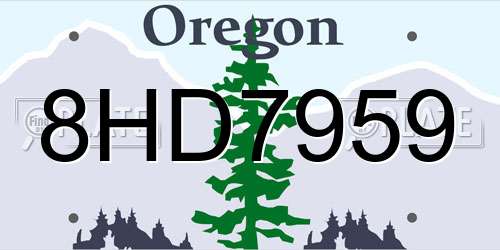 8HD7959 Oregon License Plate