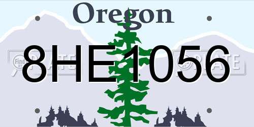 8HE1056 Oregon License Plate
