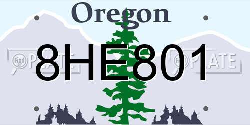 8HE801 Oregon License Plate