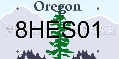 8HES01 Oregon License Plate