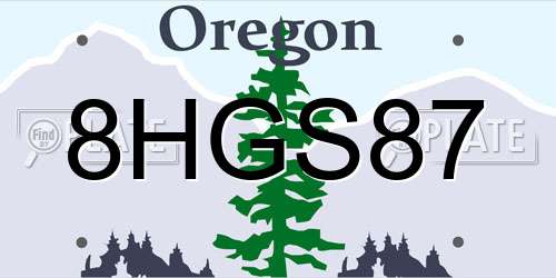 8HGS87 Oregon License Plate