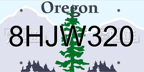 8HJW320 Oregon License Plate