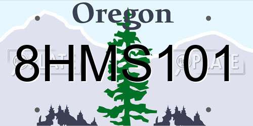 8HMS101 Oregon License Plate