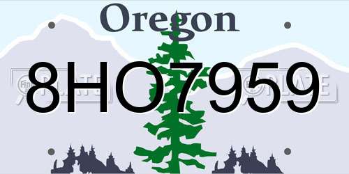 8HO7959 Oregon License Plate
