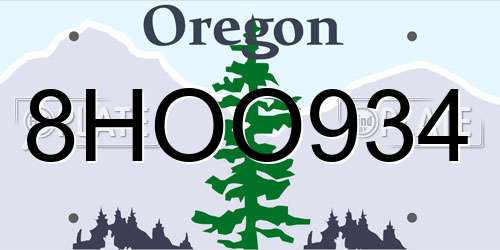 8HOO934 Oregon License Plate