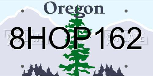 8HOP162 Oregon License Plate
