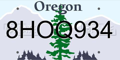 8HOQ934 Oregon License Plate