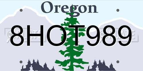 8HOT989 Oregon License Plate
