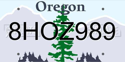8HOZ989 Oregon License Plate