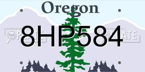 8HP584 Oregon License Plate