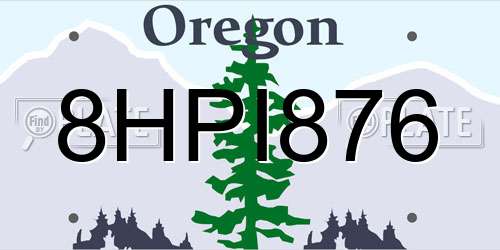 8HPI876 Oregon License Plate