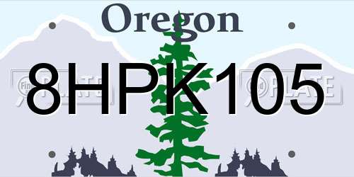 8HPK105 Oregon License Plate
