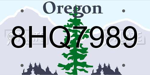 8HQ7989 Oregon License Plate