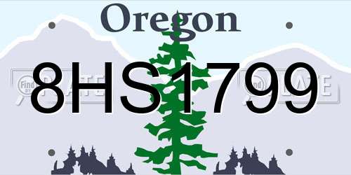 8HS1799 Oregon License Plate