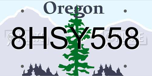 8HSY558 Oregon License Plate