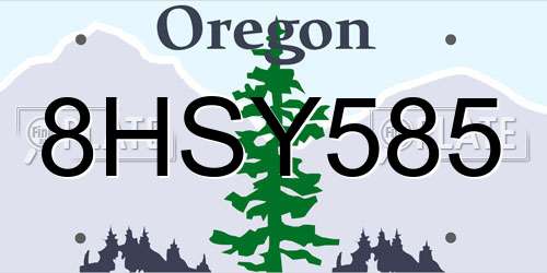 8HSY585 Oregon License Plate