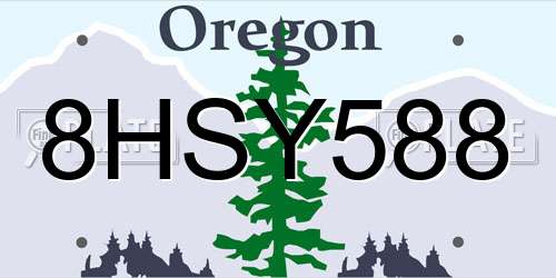 8HSY588 Oregon License Plate